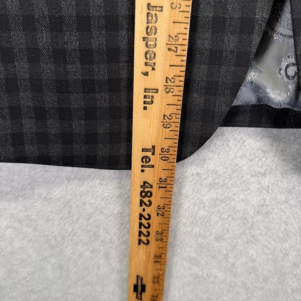 Dobell Blazer Mens 38R Gray Check Slim Fit 2 Button Suit Jacket Notch Lapel - Picture 2 of 11
